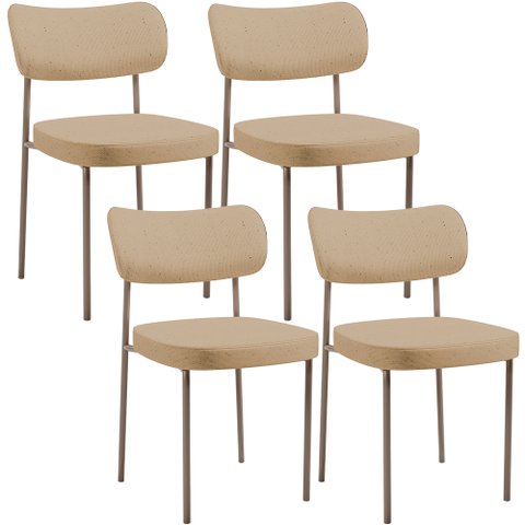 Kit 04 Cadeiras Decorativa Estofada para Sala de Jantar Melina Base Arena L02 Linho Bege Escuro - Ly