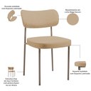 Ver imagem 4 de Kit 04 Cadeiras Decorativa Estofada para Sala de Jantar Melina Base Arena L02 Linho Bege Escuro - Ly