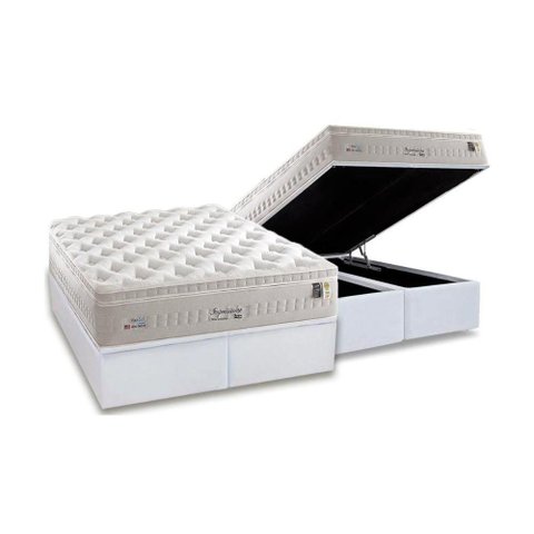 Cama Box Baú King: Colchão Molas Anjos MasterPocket Ensacadas Impressione + Base CRC Courano White