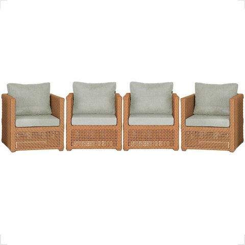 4 Poltronas Madri Alumínio Corda Náutica Estofado 3 Trama Original