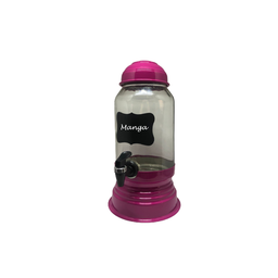 SUQUEIRA DE 3 LITROS DE VIDRO COM BASE E TAMPA DE ALUMINIO COR PINK  + LOUSA E GIZ - 2