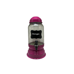 SUQUEIRA DE 3 LITROS DE VIDRO COM BASE E TAMPA DE ALUMINIO COR PINK  + LOUSA E GIZ - 1