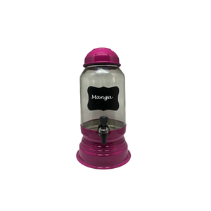 SUQUEIRA DE 3 LITROS DE VIDRO COM BASE E TAMPA DE ALUMINIO COR PINK  + LOUSA E GIZ