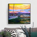 Ver imagem 2 de Quadro Decorativo Grande em Acrílico Pintado a Mão Barco na Margem