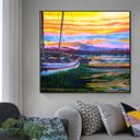 Ver imagem 3 de Quadro Decorativo Grande em Acrílico Pintado a Mão Barco na Margem