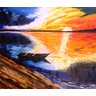 Lindo Quadro Decorativo Pintado a Mão para Decoração de Barquinho Ao por do Sol - 3