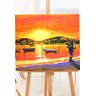 Lindo Quadro Decorativo para Parede Pintado a Mão em Acrílico de Casal na Praia com Barcos - 4