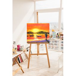 Lindo Quadro Decorativo para Parede Pintado a Mão em Acrílico de Casal na Praia com Barcos - 5
