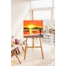 Lindo Quadro Decorativo para Parede Pintado a Mão em Acrílico de Casal na Praia com Barcos - 5