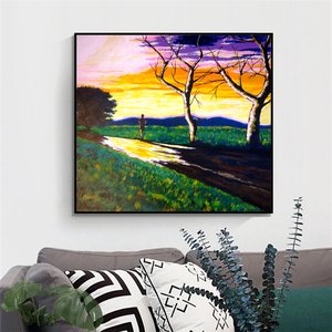 Quadro Decorativo Grande para Sala Pintado a Mão em Acrílico a Sombra do Horizonte