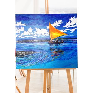 Lindo Quadro Decorativo em Acrílico para Decoração de Barco a Vela Jangada no Mar