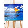 Lindo Quadro Decorativo em Acrílico para Decoração de Barco a Vela Jangada no Mar - 1