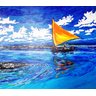 Lindo Quadro Decorativo em Acrílico para Decoração de Barco a Vela Jangada no Mar - 4