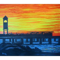 Lindo Quadro para Decorar Sala Pintado a Mão Ponte Metálica Ponto Turístico Fortaleza - 3