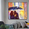 Quadro Decorativo em Acrílico Pintado a Mão Mulher com Guarda Chuva - 1