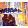 Quadro Decorativo em Acrílico Pintado a Mão Mulher com Guarda Chuva - 3