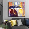 Quadro Decorativo em Acrílico Pintado a Mão Mulher com Guarda Chuva - 2