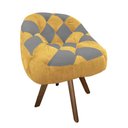 Ver imagem 2 de Poltrona Paloma Escritório Sala Giratória Madeira Suede Mostarda e Suede Cinza - Dominic Decor