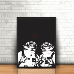 Quadro Moldura Tumblr Gatos Astronautas e Pontinho Vermelho - 1