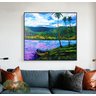 Quadro Decorativo para Sala em Acrílico Pintado a Mão Barquinho na Margem do Lago - 3