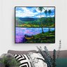 Quadro Decorativo para Sala em Acrílico Pintado a Mão Barquinho na Margem do Lago - 1