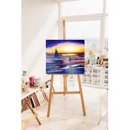 Quadro Decorativo Pintado a Mão em Acrílico para Sala Jangada e Pescador na Praia - 5
