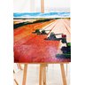Lindo Quadro Decorativo Original Pintado a Mão de Colheita Mecanizada em Fazenda Moderna - 5