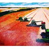 Lindo Quadro Decorativo Original Pintado a Mão de Colheita Mecanizada em Fazenda Moderna - 2