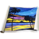 Ver imagem 5 de Quadro Original Pintado a Mão em Acrílico para Decoração Palmeiras na Praia Ao Crepúsculo