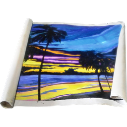 Quadro Original Pintado a Mão em Acrílico para Decoração Palmeiras na Praia Ao Crepúsculo - 5