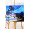 Quadro Original Pintado a Mão em Acrílico para Decoração Palmeiras na Praia Ao Crepúsculo - 4