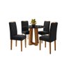 Conjunto Mesa 100Cm + 4 Cadeiras Ipê/Preto/Vl07 - 1