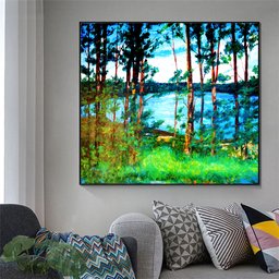 Quadro Decorativo de Paisagem de Árvores para Decoração Pintado a Mão em Acrílico - 2