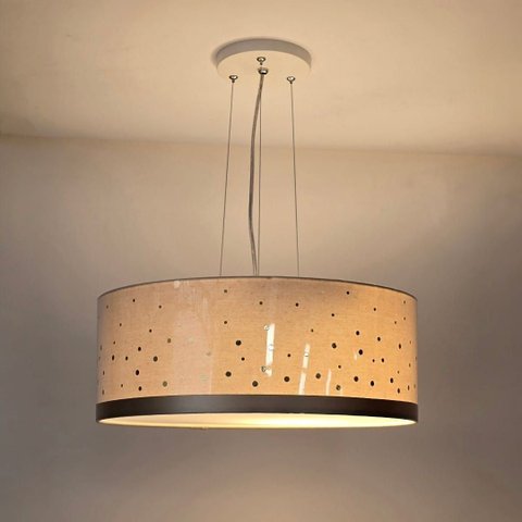 Luminária de Teto Pendente Poá 40x15 Bege 2 em 1 Tom Luz