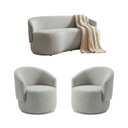 Ver imagem 3 de Kit 02 Poltronas + Namoradeira Decorativa Sala Estar Orgânica Beatriz Boucle Cinza Claro - Montanari