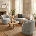 Ver imagem 1 de Kit 02 Poltronas + Namoradeira Decorativa Sala Estar Orgânica Beatriz Boucle Cinza Claro - Montanari
