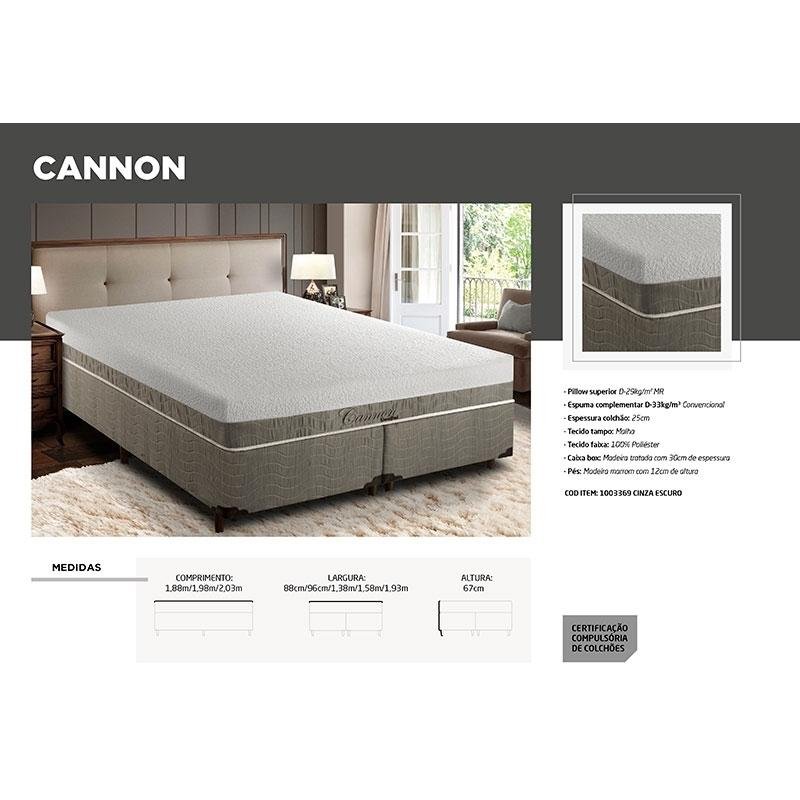 Base para Box Casal Cannon 1,38x1,88x0,30 metros em Madeira Cor Cinza ...