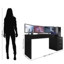 Ver imagem 4 de Conjunto de Escritório 2 Peças Mesa Gamer e Escrivaninha Gávea Preto