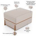 Ver imagem 4 de Puff Decorativo Retangular para Sala de Estar Domus L02 Linho Bege - Lyam Decor