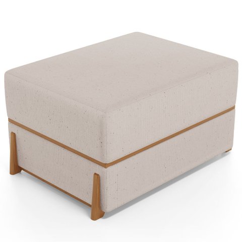 Puff Decorativo Retangular para Sala de Estar Domus L02 Linho Bege - Lyam Decor