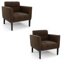 Ver imagem 2 de Kit 2 Poltronas Decorativas Karen Pés Fixo em Madeira Preto Suede Marrom 19 - Gran Belo
