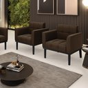 Ver imagem 1 de Kit 2 Poltronas Decorativas Karen Pés Fixo em Madeira Preto Suede Marrom 19 - Gran Belo
