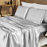 Jogo de Lençol Queen Cetim Shine 4 peças Prata Lilly Home Enxovais Jogo lençol Shine - 1