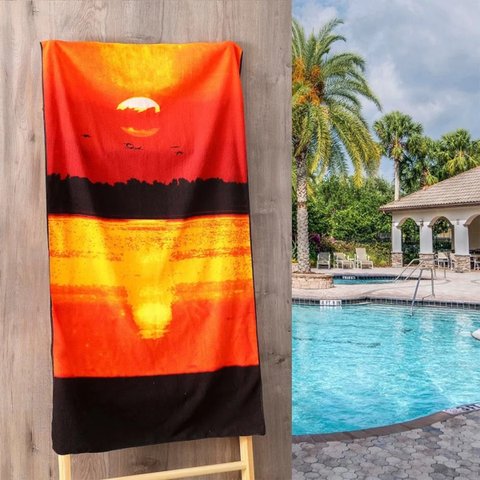 Toalha de Praia Aveludada Estampada 1,40x70 cm Sultan Realce Premium:Laranja