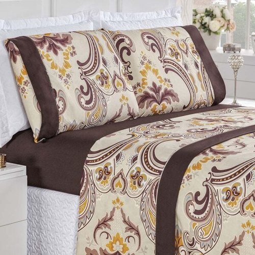 Jogo de Cama Naturale Casal Queen Tecido Micropercal Arabesco 200