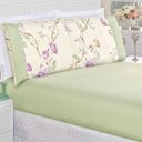 Ver imagem 1 de Jogo de Cama Naturale Casal King Tecido Micropercal Floral 200 Fios 3 Peças - Palha Verde