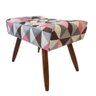Puff Banqueta Retangular para Sala Quarto Penteadeira Suede Triangulo Rosa Pé Natural - 3