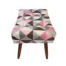 Puff Banqueta Retangular para Sala Quarto Penteadeira Suede Triangulo Rosa Pé Natural - 5