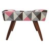 Puff Banqueta Retangular para Sala Quarto Penteadeira Suede Triangulo Rosa Pé Natural - 1