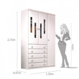 Guarda-Roupa de Bebê 3 Portas 5 Gavetas Evolution Tcil Móveis - 4 Guarda-Roupa de Bebê 3 Portas 5 Gavetas Evolution Tcil Móveis - 4